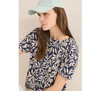 Print-Shirt CECIL, Damen, Gr. XXL (46), sporty denim blau, Jersey, 48% Baumwolle, 48% Modal, 4% Elasthan, geblümt, comfort fit hüftlang, Rundhals, normaler Saum, Shirts, mit Blumenmuster (45329408-XXL