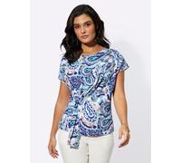 Print-Shirt CREATION L "Lyocell-Shirt", Damen, Gr. 40, grün (ecru, kalkmint, bedruckt), 95% Lyocell, 5% Elasthan, Paisley, bedruckt, gemustert, mehrfarbig, Rundhals, Shirts (76058133-40) ecru, kalkmin