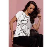 Print-Shirt CREATION L PREMIUM "Modal-Shirt", Damen, Gr. 40, ecru, steingrau, bedruckt, 95% Modal, 5% Elasthan, bedruckt, geblümt, gemustert, mehrfarbig, Rundhals, Shirts (31701262-40) ecru, steingrau