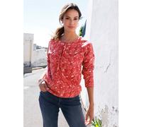 Print-Shirt "Druck-Shirt", Damen, Gr. 38, kirsche, grau, bedruckt, 100% Baumwolle, gemustert, mehrfarbig, Rundhals, Shirts (36324643-38) kirsche, grau, bedruckt