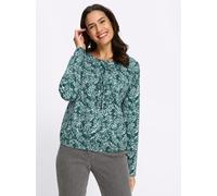 Print-Shirt "Druck-Shirt", Damen, Gr. 44, grün (petrol, grau, bedruckt), 100% Baumwolle, gemustert, mehrfarbig, Rundhals, Shirts (89575257-44) petrol, grau, bedruckt