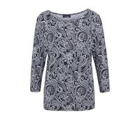 Print-Shirt GOLDNER "3/4-Arm-Shirt mit Paisleymuster", Damen, Gr. 42, schwarz-weiß (schwarz, weiß, gemustert), Obermaterial: 95% Viskose CV. 5% Elasthan EL., Basic, figurumspielend, Tubular, Shirts, A