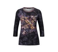 Print-Shirt GOLDNER "Atmungsaktives Druckshirt", Damen, Gr. 46, blau (marine, gemustert), Obermaterial: 95% Viskose CV. 5% Elasthan EL., Shirts (60022757-46) marine, gemustert