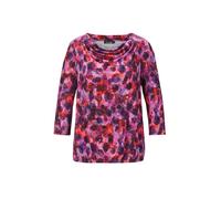 Print-Shirt GOLDNER "Blusenshirt mit Wasserfallausschnitt", Damen, Gr. 42, pink (beere, gemustert), Obermaterial: 95% Polyester PES. 5% Elasthan EL., figurumspielend, Sonstiges, Shirts, Gummibund (474