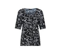Print-Shirt GOLDNER "Cityshirt mit floralem Design", Damen, Gr. 38, schwarz (schwarz, weiß, gemustert), Obermaterial: 95% Viskose CV. 5% Elasthan EL., gerade, Shirts, stretchbequemer Viskosejersey (65
