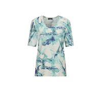 Print-Shirt GOLDNER "Cityshirt mit Glitzersteinen", Damen, Gr. 42, blau (türkis, gemustert), Obermaterial: 95% Viskose CV. 5% Elasthan EL., gerade, Shirts, stretchbequemer Viskosejersey (15649864-42) 