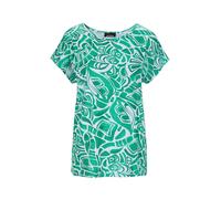 Print-Shirt GOLDNER "Damen Oberteil Ethnoprint Kurzarm", Damen, Gr. 46, grün (grün, gemustert), Obermaterial: 95% Viskose CV. 5% Elasthan EL., figurumspielend, normales Bündchen, Shirts, Druck mit Str