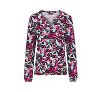 Print-Shirt GOLDNER "Druckshirt aus Viskose mit Rundhals", Damen, Gr. 42, pink (pink, gemustert), Obermaterial: 95% Viskose CV. 5% Elasthan EL., V-Ausschnitt, Shirts, Grafisches Dessin (68874923-42) p
