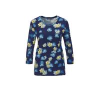 Print-Shirt GOLDNER "Druckshirt mit Allover-Muster", Damen, Gr. 54, blau (marine, gemustert), Obermaterial: 95% Viskose CV. 5% Elasthan EL., Sonstiges, Shirts, Kontrastpaspel am Ausschnitt (85120503-5