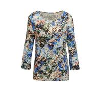 Print-Shirt GOLDNER "Druckshirt mit Aquarell-Design", Damen, Gr. 44, schwarz (schwarz, azurblau, gemustert), Obermaterial: 96% Viskose CV. 4% Elasthan EL., Tubular, Shirts, Einzigartiger Aquarelldruck