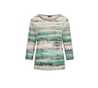Print-Shirt GOLDNER "Halbarm-Viskosebluse, Zickzack-Design", Damen, Gr. 48, grün (grün, gemustert), Obermaterial: 95% Viskose CV. 5% Elasthan EL., Shirts (25785228-48) grün, gemustert