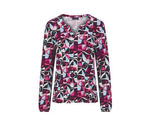 Print-Shirt GOLDNER "Kurzgröße Druckshirt aus Viskose mit Rundhals", Damen, Gr. 20, pink (pink, gemustert), Obermaterial: 95% Viskose CV. 5% Elasthan EL., V-Ausschnitt, Shirts, Grafisches Dessin (2639