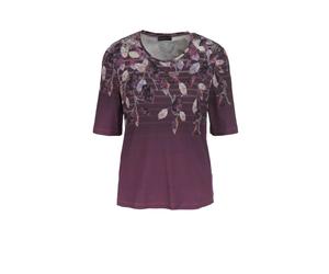 Print-Shirt GOLDNER "Kurzgröße Druckshirt in kraftvollen Farben", Damen, Gr. 19, lila (beere, gemustert), Obermaterial: 95% Viskose CV. 5% Elasthan EL., Tubular, Shirts, Exklusives Muster, in unserem 