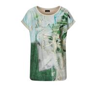 Print-Shirt GOLDNER "Kurzgröße Druckshirt mit Folienprint", Damen, Gr. 22, grün, gemustert, Obermaterial: 100% Polyester PES., gerade, Shirts, Rückteil aus elastischem Jersey (86786911-22) grün, gemus