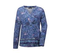 Print-Shirt GOLDNER "Kurzgröße Elegantes Blusenshirt, Paisley-Design", Damen, Gr. 24, blau (blau, gemustert), Obermaterial: 95% Viskose CV. 5% Elasthan EL., figurumspielend, Rundhals, Gerade, Shirts, 