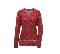 Print-Shirt GOLDNER "Kurzgröße Elegantes Blusenshirt, Paisley-Design", Damen, Gr. 24, rot (cayenne, gemustert), Obermaterial: 95% Viskose CV. 5% Elasthan EL., figurumspielend, Rundhals, Gerade, Shirts