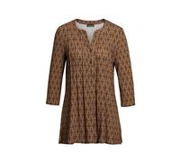 Print-Shirt GOLDNER "Kurzgröße Figurschmeichelndes Drucktunika-Shirt", Damen, Gr. 19, schwarz (schwarz, milchkaffee), Obermaterial: 95% Viskose CV. 5% Elasthan EL., normal, V-Ausschnitt, Sonstiges, Sh