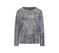 Print-Shirt GOLDNER "Kurzgröße Langarm Printshirt, U-Boot-Ausschnitt", Damen, Gr. 20, grau (grau, gemustert), Obermaterial: 60% Polyester PES. 35% Baumwolle CO. 5% Elasthan EL., U-Boot-Ausschnitt, Shi