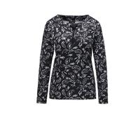Print-Shirt GOLDNER "Kurzgröße Langarmshirt mit Metallic-Druck", Damen, Gr. 21, schwarz (schwarz, gemustert), Obermaterial: 50% Viskose CV. 45% Polyester PES. 5% Elasthan EL., gerade, U-Boot-Ausschnit