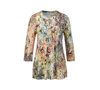 Print-Shirt GOLDNER "Kurzgröße Printshirt mit floralem Muster", Damen, Gr. 20, orange (pastell, gemustert), Obermaterial: 94% Viskose CV. 6% Elasthan EL., normal, V-Ausschnitt, Sonstiges, Shirts, Ohne