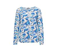 Print-Shirt GOLDNER "Kurzgröße Shirt", Damen, Gr. 20, blau (blau, gemustert), Obermaterial: 95% Viskose CV. 5% Elasthan EL., normales Bündchen, Shirts, Kombistarker Druck (64978159-20) blau, gemustert
