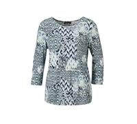 Print-Shirt GOLDNER "Kurzgröße Shirt", Damen, Gr. 20, blau (blau, gemustert), Obermaterial: 95% Viskose CV. 5% Elasthan EL., Shirts (20215311-20) blau, gemustert