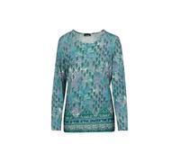 Print-Shirt GOLDNER "Langarmshirt mit Rundhalsausschnitt", Damen, Gr. 48, grün (graugrün, gemustert), Obermaterial: 95% Viskose CV. 5% Elasthan EL., figurumspielend, Gerade, Shirts, stretchbequemer Vi