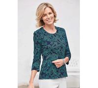 Print-Shirt GOLDNER "Modernes Jersey-Shirt, Paisley-Muster", Damen, Gr. 44, blau (marine, petrol, gemustert), Obermaterial: 95% Viskose CV. 5% Elasthan EL., Shirts, hoher Viskoseanteil (59352836-44) m