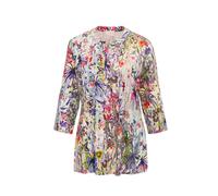 Print-Shirt GOLDNER "Printshirt mit floralem Muster", Damen, Gr. 52, bunt (bunt, gemustert), Obermaterial: 94% Viskose CV. 6% Elasthan EL., normal, V-Ausschnitt, Sonstiges, Shirts, Ohne (24819217-52) 