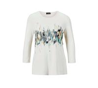 Print-Shirt GOLDNER "Shirt", Damen, Gr. 42, weiß (cremeweiß), Obermaterial: 95% Viskose CV. 5% Elasthan EL., normal, U-Boot-Ausschnitt, Tubular, Shirts, stretchbequemer Viskosejersey (59105633-42) cre