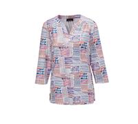 Print-Shirt GOLDNER "Tunika-Druckshirt mit Stehkragen", Damen, Gr. 44, blau (blau, lila, lachsrosa, gemustert), Obermaterial: 95% Viskose CV. 5% Elasthan EL., Shirts (84571817-44) blau, lila, lachsros
