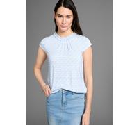 Print-Shirt HECHTER PARIS, Damen, Gr. 38, blau (hellblau, weiß, gemustert), Jersey, Obermaterial: 95% Viskose, 5% Elasthan, gemustert, figurumspielend hüftlang, Rundhals, Shirts Print-Shirt, mit femin