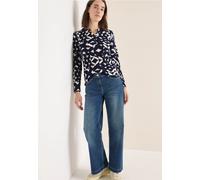 Langarmshirt CECIL, Damen, Gr. M (40), urban dunkelblau, Web, 100% Baumwolle, unifarben, comfort fit normal, V-Ausschnitt, abgesteppt, Shirts Langarmshirt, mit grafischem Muster (64674465-M) urban dun