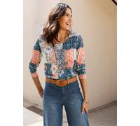 Print-Shirt INSPIRATIONEN "Druck-Shirt", Damen, Gr. 46, bunt (jade, terra, bedruckt), 50% Baumwolle, 50% Modal, gemustert, mehrfarbig, Rundhals, Shirts (59189256-46) jade, terra, bedruckt