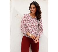 Print-Shirt INSPIRATIONEN "Druck-Shirt", Damen, Gr. 52, rot (champagner, dunkelrot, bedruckt), 95% Baumwolle, 5% Elasthan, gemustert, mehrfarbig, Rundhals, Shirts (91307835-52) champagner, dunkelrot, 