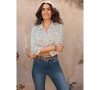 Print-Shirt INSPIRATIONEN "Poloshirt", Damen, Gr. 36, beige (ecru, taupe, bedruckt), 50% Baumwolle, 50% Modal, bedruckt, gemustert, mehrfarbig, Shirts (14244167-36) ecru, taupe, bedruckt
