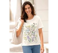 Print-Shirt INSPIRATIONEN "Shirt", Damen, Gr. 36, beige (ecru, bedruckt), 100% Baumwolle, bedruckt, geblümt, gemustert, mehrfarbig, Rundhals, Shirts (86498946-36) ecru, bedruckt