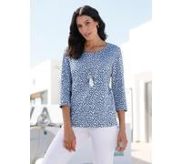 Print-Shirt INSPIRATIONEN "Shirt", Damen, Gr. 54, blau (weiß, jeansblau, bedruckt), 50% Baumwolle, 50% Modal, bedruckt, gemustert, mehrfarbig, Rundhals, Shirts (69803856-54) weiß, jeansblau, bedruckt