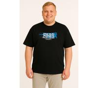 Print-Shirt "JCOCONDOR TEE SS CREW NECK FST PLS", Herren, Gr. 3XL, schwarz, Jersey, Obermaterial: 100% Baumwolle, JACK & JONES PLUSSIZE, bedruckt, regular fit normal, Rundhals, Shirts (71322109-XXXL) 