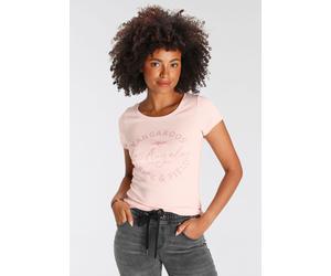 Print-Shirt KANGAROOS, Damen, Gr. 40/42, rosa, Rippware, Obermaterial: 100% Baumwolle, bedruckt, unifarben mit Farbeinsatz, sehr figurbetont hüftbedeckend, Rundhals, Shirts, sehr figurbetonter Schnitt