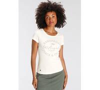 Print-Shirt KANGAROOS, Damen, Gr. 48/50, beige (ecru), Rippware, Obermaterial: 100% Baumwolle, bedruckt, unifarben mit Farbeinsatz, sehr figurbetont hüftbedeckend, Rundhals, Shirts, sehr figurbetonter