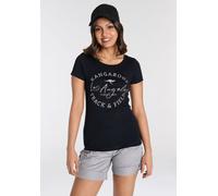 Print-Shirt KANGAROOS, Damen, Gr. 48/50, schwarz, Rippware, Obermaterial: 100% Baumwolle, bedruckt, kontrastfarbene Details, sehr figurbetont hüftbedeckend, Rundhals, Shirts, sehr figurbetonter Schnit