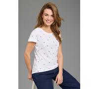 Print-Shirt KANGAROOS, Damen, Gr. 48/50, weiß, Single Jersey, Obermaterial: 50% Baumwolle, 50% Modal, bedruckt, kontrastfarbene Details, figurumspielend hüftbedeckend, Rundhals, Shirts, kurzärmelig, f