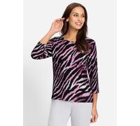 Print-Shirt LADY "Print-Shirt", Damen, Gr. 48, rot (schwarz, burgund, bedruckt), 95% Viskose, 5% Elasthan, bedruckt, gemustert, mehrfarbig, Rundhals, Shirts (78747419-48) schwarz, burgund, bedruckt