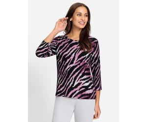 Print-Shirt LADY "Print-Shirt", Damen, Gr. 48, rot (schwarz, burgund, bedruckt), 95% Viskose, 5% Elasthan, bedruckt, gemustert, mehrfarbig, Rundhals, Shirts (78747419-48) schwarz, burgund, bedruckt