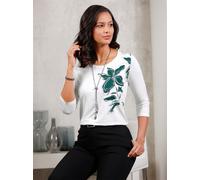 Print-Shirt LADY "Shirt", Damen, Gr. 40, beige (ecru, bedruckt), 95% Viskose, 5% Elasthan, bedruckt, geblümt, gemustert, mehrfarbig, Rundhals, Shirts (99670161-40) ecru, bedruckt