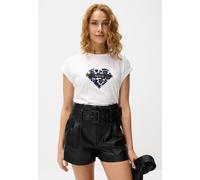 Print-Shirt LASCANA, Damen, Gr. 44/46, weiß, Stoff, Obermaterial: 100% Baumwolle, bedruckt, unifarben, figurumspielend hüftlang, Rundhals, mit Aufschlag, Shirts, aus Baumwolle, Damen T-Shirt, Basic (3