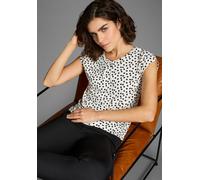 Print-Shirt LAURA SCOTT, Damen, Gr. 44/46, schwarz-weiß (punkte, schwarz), Jersey, Obermaterial: 95% Viskose, 5% Elasthan, gepunktet, unifarben, Basic, figurbetont hüftbedeckend, Rundhals, Shirts, fig