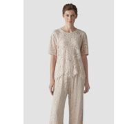 Print-Shirt LECOMTE "T-Shirt", Damen, Gr. 46, braun, 55%Baumwolle, 45%Polyamid, unifarben, gerade, Shirts (73948435-46) braun