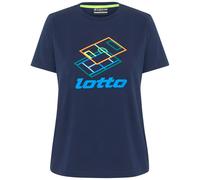 Print-Shirt LOTTO, Damen, Gr. S (36), blau (peacoat), 100% Baumwolle, bedruckt, sportlich, Rundhals, Kurzarm gerader Abschluss, Shirts, - mit plakativem Frontprint (97580042-S) peacoat